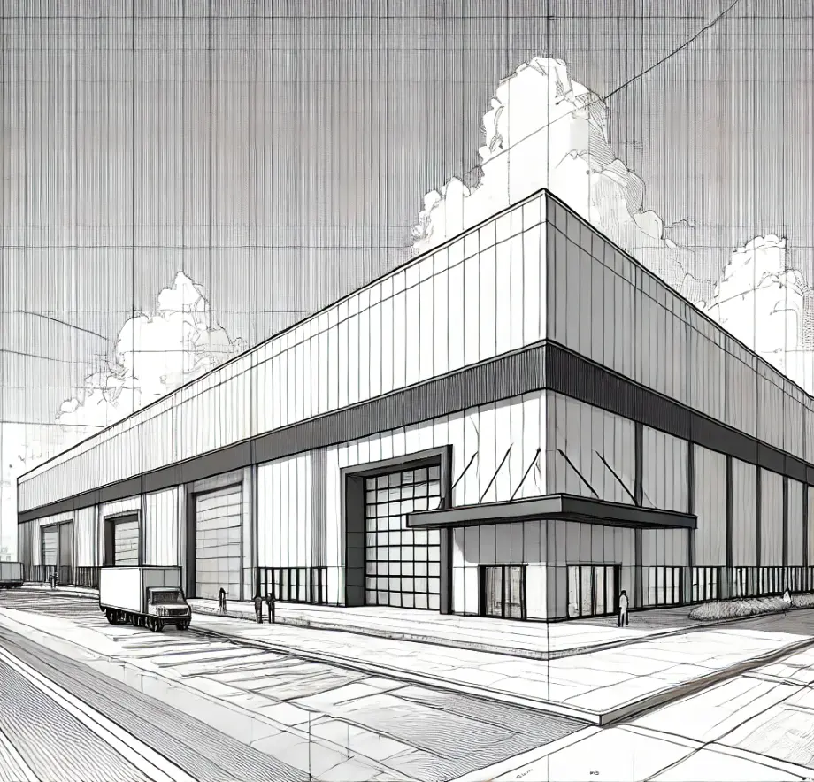 Illustration d'une halle industrielle