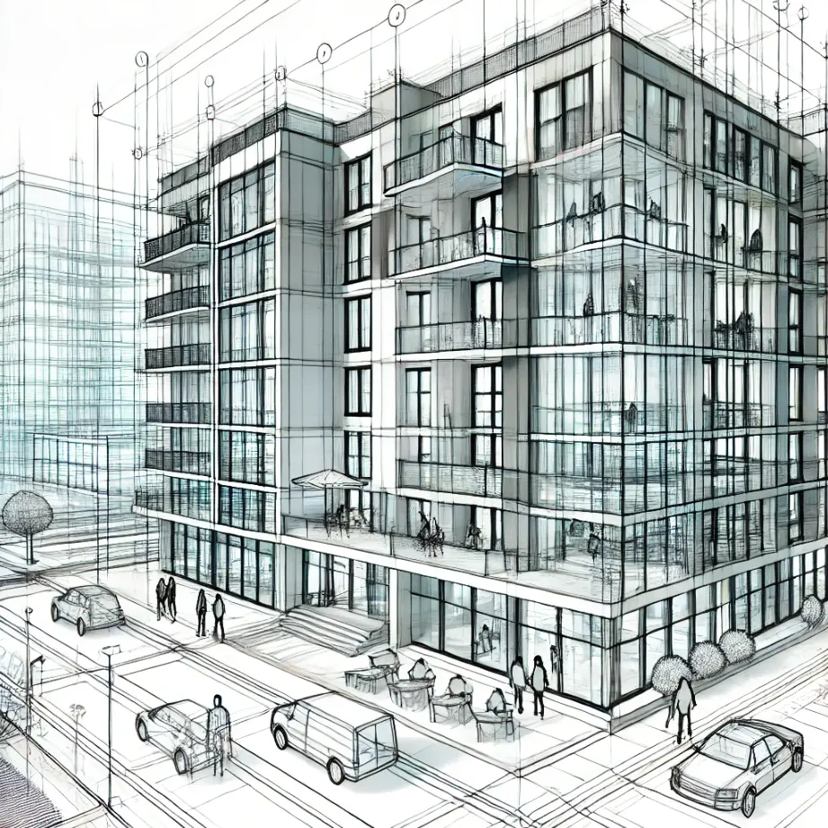 Illustration d'un immeuble mixte